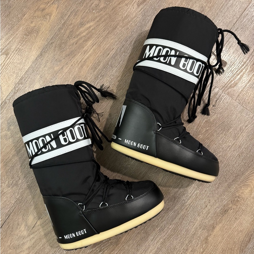 MOONBOOT Unisex Icon Nylon Boots (Black, Size S/M 35-38)